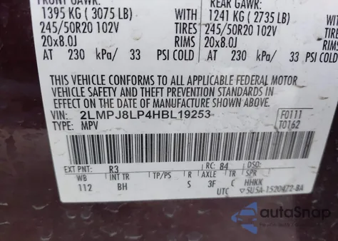 2017 Lincoln Mkx Reserve from USA, damaged, VIN 2LMPJ8LP4HBL19253